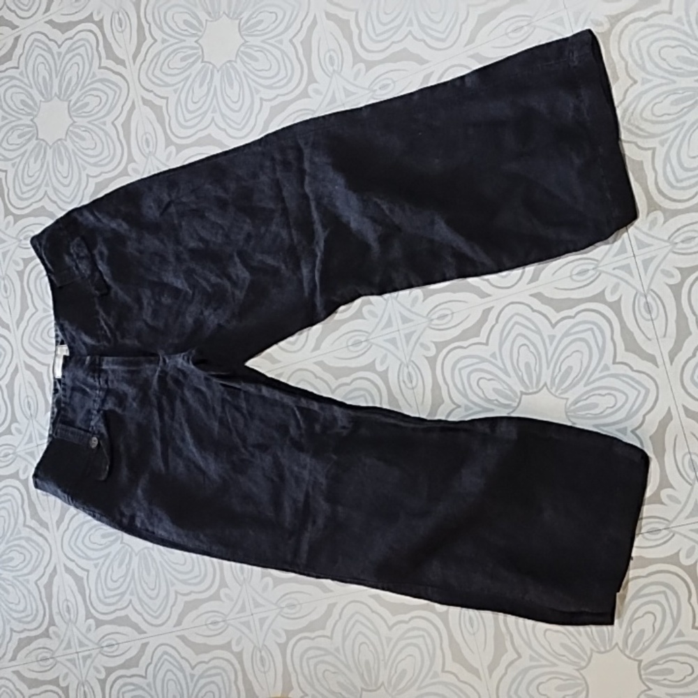 Womens Short Pants Black sz Med 6/8 zipper fly SHERRY TAYLOR Wide cuff